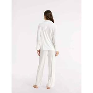 Conjunto de Pijama Personalizado de Bambú con Cuello Acanalado, Estilo Clásico Premium, Talla XS, Tejido Suave, Cintura Elástica con Cordón Ajustable para Primavera, Personalizable - Product Image 3