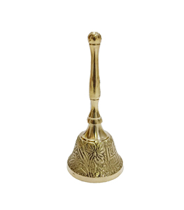 Handheld Brass Ghanti Puja Bell for <b>Mandir</b> Jingle and Christmas Musical Instrument Accessory - Product Image 1