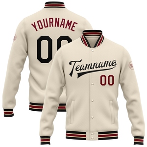 Directo industria venta al por mayor casual invierno personalizado Oliva rojo-blanco bombardero Full-Snap Varsity Letterman Salute To Service chaqueta - Product Image 3