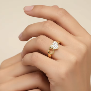 แหวนเพชรรูปหัวใจทองคำ 14K สำหรับผู้หญิง - Product Image 5