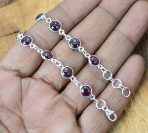 Handmade <b>Silver</b> Boho Style <b>Bracelet</b> Jewelry 925 <b>Sterling</b> <b>Silver</b> Garnet Gemstone Trending <b>Bracelet</b> Jewelry For <b>Women</b> Gift For Her - Product Image 4