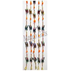 Traditional Indian <b>Elephant</b> Hanging Mobile String Decoration Bohemian Art Decor for Living Abstract Animal Wholesale for Diwali - Product Image 1