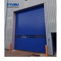 Puerta industrial de aluminio rígido enrollable rápida, exterior, transparente, barata, para sobrecabeza al por mayor
