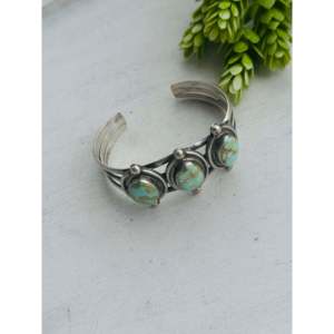 Navajo Handmade Sonoran Gold Turquoise & Sterling <b>Silver</b> Fashion <b>Cuff</b> <b>Bracelet</b> - Product Image 3
