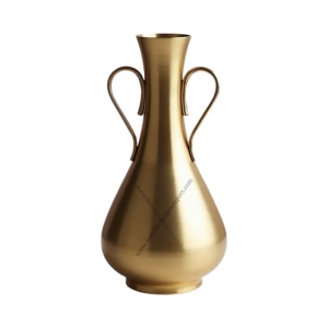 Elegante florero de metal curvilíneo dorado con asas lisas Acento de decoración clásica para el hogar, la oficina o la configuración de eventos - Product Image 4