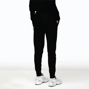 Tissu en jersey doux Slouch Fit 65% coton 35% Polyester Script Slouch Jogger Noir Bas de survêtement pour femme - Product Image 2