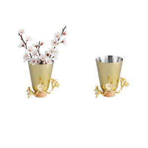 Vase élégant en forme de bourgeon de cerisier, finition dorée élégante, en acier inoxydable, décoration florale pour la maison, cadeau de pendaison de crémaillère - Product Image 1
