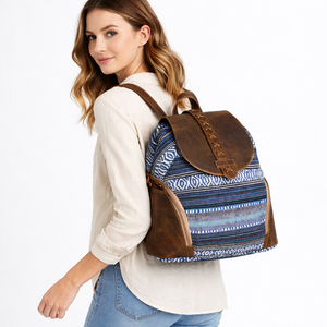 Sac à dos en cuir véritable léger et durable, style western décontracté, fabriqué à la main, en toile, pour voyages et université, prêt à être expédié depuis les États-Unis - Product Image 2