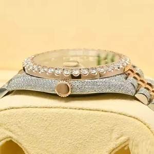 Reloj de Pulsera Casual para Hombre, de Lujo, con Movimiento Automático Miyota, Diamante Moissanita, Correa de Acero Inoxidable Dorado, Esfera Marrón, Analógico, Zafiro - Product Image 3