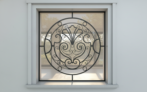 Traditional Wooden <b>Frame</b> Wrought Iron French Style Security Window <b>Swing</b> Open Floral Pattern Entry Villa Apartment Living Room - Product Image 6