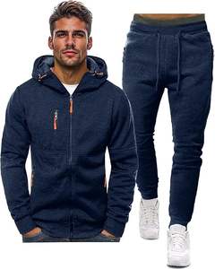 Ensemble de survêtements en molleton coupe ajustée pour hommes deux pièces en polyester Streetwear de gymnastique coupe-vent à capuche personnalisé - Product Image 1