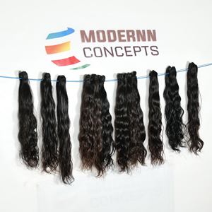 Vente en gros de cheveux humains indiens Remy lisses non traités et crépus, longs et ondulés pour femme noire, machine à double trame avec un doner vierge et temple - Product Image 5