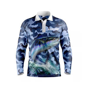 Polos de manga larga para hombre con botones UV de secado rápido UPF 50 + camisas de pesca fabricante OEM diseño personalizado polos de pesca - Product Image 2