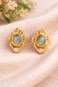 Pendientes de Plata de Ley 925 Chapados en Oro Hechos a Mano con Piedra Preciosa de Labradorita Araña, Joyería Antigua, Mayorista de Confianza, Regalo - Product Image 4