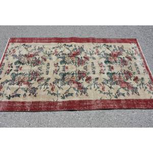 พรมสไตล์ตุรกีสีเบจคลาสสิกสีแดงขนาดใหญ่3.6x6.4ฟุตพรมลาเท็กซ์ขนสัตว์นามธรรมขนาด10มม. พรมสี่เหลี่ยมสำหรับตกแต่งโถงทางเดินในห้อง - Product Image 3