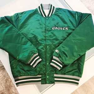 Custom Embroidery logo Satin <b>Jacket</b> Men <b>Women</b> <b>Light</b> Weight Satin Varsity <b>Jacket</b> Chenille Patch logo Bomber <b>Jackets</b> - Product Image 3