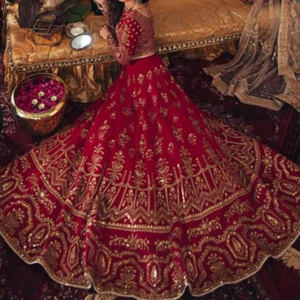 ELEGANT HEAVY EMBROIDERY ON BEAUTIFUL BRIDAL <b>BLOUSE</b> & LEHENGA DRESS Embellished WITH CRYSTAL GLASS BEADS,STONE & DABKA work@2022 - Product Image 1