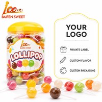 Sucettes rondes dures en gros, saveurs de fruits assorties, forme boule brillante, emballage en vrac en pot, approvisionnement direct usine