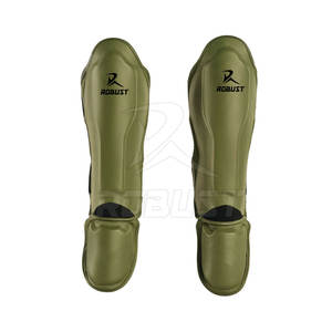 ROBUST INDUSTRIES Protège-tibia professionnel MMA de haute qualité-cuir vert ajustement confortable universel pour adultes personnalisable - Product Image 1
