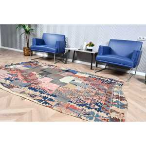 Alfombra Turca Vintage, Alfombra de 4.5x7.3 pies, Alfombra Azul con Estampado Animal - Product Image 4
