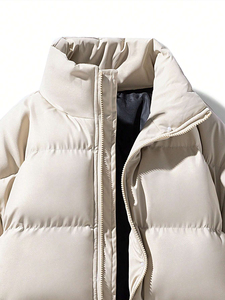 Veste matelassée de haute qualité pour hommes, blouson aviateur décontracté pour l'hiver sur pied en tissu Softshell imperméable, couleur unie, taille adulte - Product Image 3