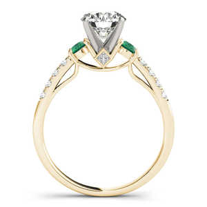 Juego de Joyería Fina de Oro Amarillo de 18K con Diamantes y Esmeralda, Anillo de Compromiso de Tres Piedras de 0.55ct - Product Image 2