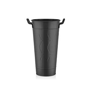 Florero de prisma negro de 50 cm y maceta Producto de acero inoxidable - Product Image 1