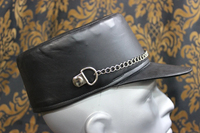 Sombrero Kepi de estilo europeo, sombreros elegantes de cuero negro, tienda en línea 100%, piel de cordero auténtica, nuevo