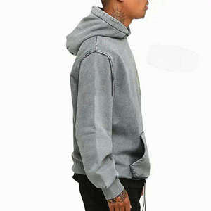 Sweat à capuche de haute qualité personnalisé coupe régulière en coton polaire noir brodé pour hommes pour l'hiver à l'acide - Product Image 2