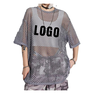 Vente en gros de t-shirt décontracté crop top en maille respirante col rond manches courtes mode été design tie dye soutien tie dye - Product Image 4