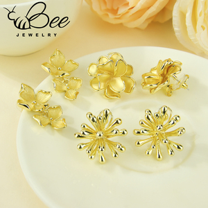 Pendientes de tuerca con diseño de flor en latón dorado de 14k estilo francés vintage, joyería única para el Día de San Valentín, pendientes de tuerca con forma floral para mujer - Product Image 6