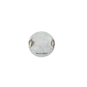 Vente en gros plateau rond en marbre blanc plateau de service alimentaire durable en verre et en métal pour la maison restaurant style artistique pour Noël - Product Image 3