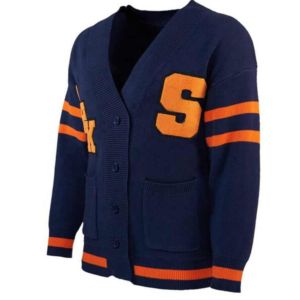 Pull en tricot personnalisé de haute qualité B2B avec logo Varsity tricots pour hommes rayé coton lettre grecque Cardigan décontracté col en V hiver - Product Image 1