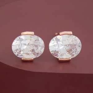 92.5 <b>Silver</b> <b>Stud</b> <b>Earrings</b> with Bezel Setting for Wedding Occasions-180610 - Product Image 1