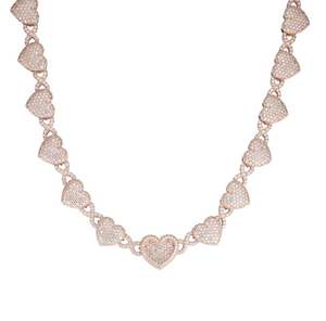 Collier cœur en moissanite VVS, chaîne cubaine en moissanite, acier inoxydable 925, pendentifs et breloques fins - Product Image 2