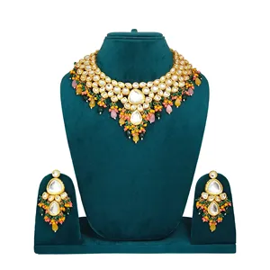 ชุดเครื่องประดับคุณภาพสูงแบบคุนดัน สีเหลือง แดง และเขียวเข้ม - Product Image 2