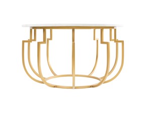 ห้องนั่งเล่นโต๊ะกาแฟการออกแบบที่ทันสมัยขาทองเสร็จสิ้นตารางที่มีหินอ่อนสีขาวที่ทันสมัยบนโต๊ะเหล็กสร้างสรรค์สำหรับบ้าน - Product Image 2