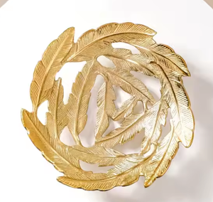 Bandeja Decorativa de Plumas Doradas de Primera Calidad al por Mayor, Bandeja de Metal para Servir Bebidas en el Hogar, Almacenamiento y Organización - Product Image 3