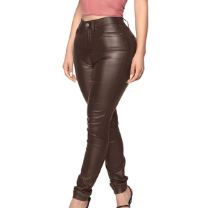 New Arrival Women's Solid Colors Street Wear Leather <b>Legging</b> Pants Good Quality Women Wear Genuine Leather Pant - Product Image 5