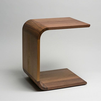Table basse portable moderne en bois massif en forme de C, écologique, avec couleur personnalisable pour salon et chambre à coucher