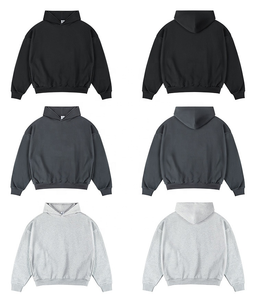 Estilo básico en blanco Heavyweight Boxy Hoodie para hombre 400 GSM algodón francés Terry sólido negro sudaderas con capucha de gran tamaño de alta calidad - Product Image 3