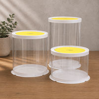 Boîte à gâteau populaire de 6 pouces avec couvercle en PET haute transparence et base en carton blanc épaissi pour gâteaux, cadeaux, poupées et présentation
