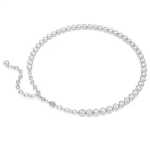 Collection de colliers de tennis classiques Cristaux blancs Plaqué argent Bijoux de conception de lunette gonflée pour le glamour de tous les jours - Product Image 3