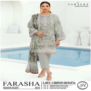 Traje de césped bordado de 3 piezas para mujer, Colección bonita y elegante, copias de maestro indio y paquistaní, novedad de 2023 - Product Image 5