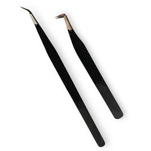 Pinzas profesionales de Extensión de pestañas de acero inoxidable rosa de 90 grados, puntas de fibra sólida, pinzas sostenibles de belleza - Product Image 2