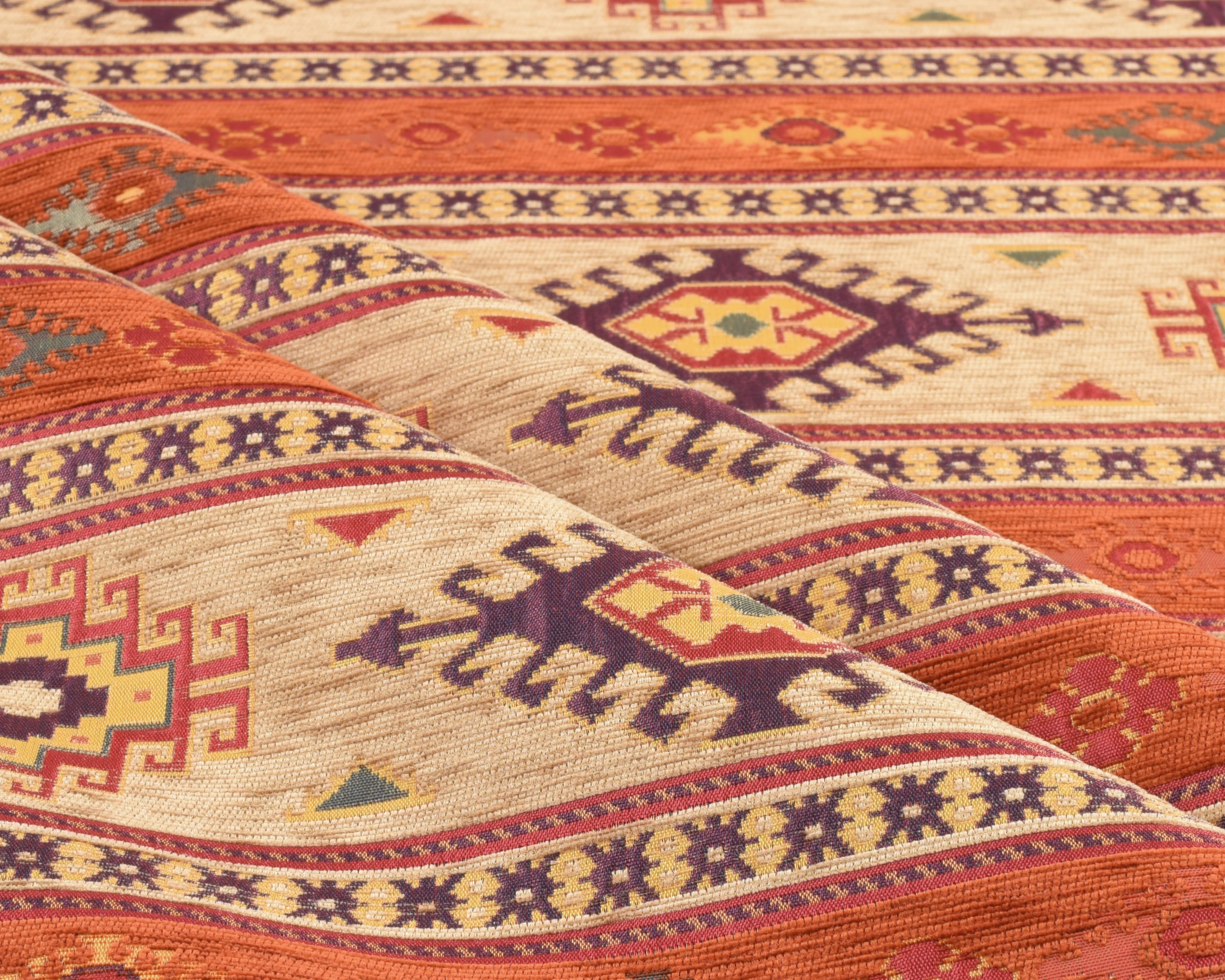 Woven Breathable Heavyweight Upholstery Fabric Kilim Boho Tapestry Tribal Southwestern Turkish Navajo Moroccan Ethnic Rug Home