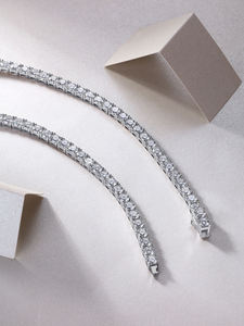 Hip Hop Jewelry Iec Out VVS Moissanite Diamonds 925 Sterling <b>Silver</b> Baguette Round diamond Tennis <b>Chain</b> <b>Necklace</b> for women - Product Image 5