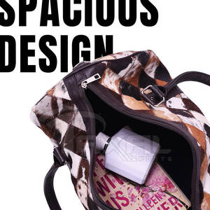 Peso ligero en stock Bolsas de lona de cuero de vaca de color de contraste de calidad superior - Product Image 4