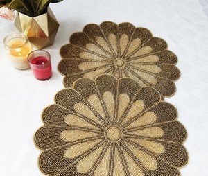 <b>Beaded</b> <b>Placemat</b> Handmade Round Charger for Luxury Dining & Holiday Decor Unique Piece Handmade <b>Beaded</b>, <b>Placemat</b>, Housewarming - Product Image 3