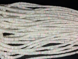Perles d'opale éthiopienne Welo 3-5 MM opale de feu blanche naturelle Rondelle faite à la main lisse Flashy minimaliste cadeau personnalisé 16 pouces - Product Image 3